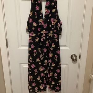 Torrid Floral dress, keyhole neck, bare shoulder, size 14